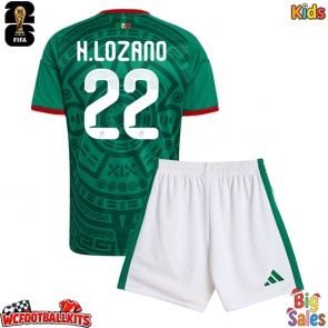 Mexico Hirving Lozano #22 Replica Home Stadium Kit for Kids World Cup 2026 Short Sleeve (+ pants)
